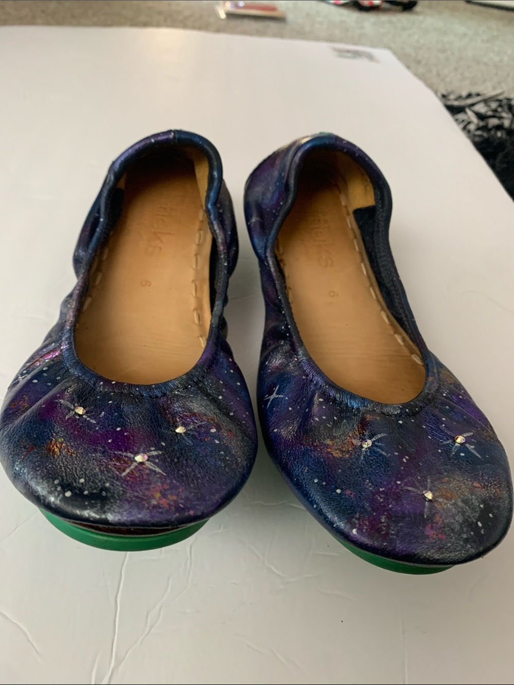Tieks Hand-Painted Galaxy Ballet Flats - Purple, Blue & Teal Accents - Picture 2 of 8